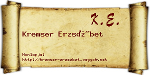 Kremser Erzsébet névjegykártya